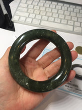 Load image into Gallery viewer, 59.5mm certified 100% Natural dark green/gray (nebula dust) chubby round cut nephrite Jade bangle HE101-0201
