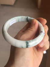 Load image into Gallery viewer, 59.5mm Certificated Type A 100% Natural White green red purple(FU LU SHOU) with green floating flowers Jadeite Jade bangle G110-9511
