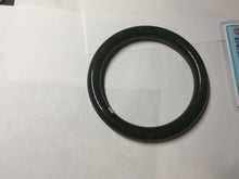 Load image into Gallery viewer, 60mm certified 100% Natural dark green/black round cut nephrite (碧玉)  bangle HN23-9145
