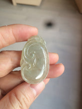 Load image into Gallery viewer, 100% Natural type A dark green/light green/gray jadeite Jade RuYi(如意) pendant BF75
