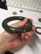 Load image into Gallery viewer, 59.5mm certified 100% Natural dark green/gray (nebula dust) chubby round cut nephrite Jade bangle HE101-0201
