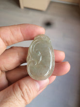 Load image into Gallery viewer, 100% Natural type A dark green/light green/gray jadeite Jade RuYi(如意) pendant BF75
