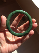 Load image into Gallery viewer, 57.4mm Certified 100% Natural Deep Pine Green/Black "Serene Forest" Nephrite Bangle HT168-15-3868
