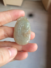 Load image into Gallery viewer, 100% Natural type A dark green/light green/gray jadeite Jade RuYi(如意) pendant BF75
