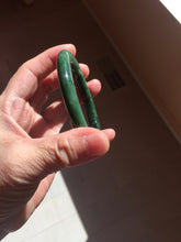Load image into Gallery viewer, 57.4mm Certified 100% Natural Deep Pine Green/Black "Serene Forest" Nephrite Bangle HT168-15-3868
