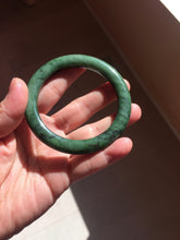 Load image into Gallery viewer, 57.4mm Certified 100% Natural Deep Pine Green/Black "Serene Forest" Nephrite Bangle HT168-15-3868
