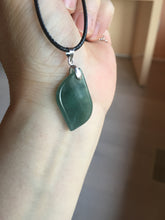 Load image into Gallery viewer, 100% natural type A jadeite jade icy watery yellow green black Willow leaf pendant group AX152
