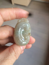 Load image into Gallery viewer, 100% Natural type A dark green/light green/gray jadeite Jade RuYi(如意) pendant BF75
