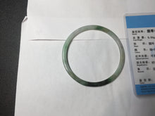 Load image into Gallery viewer, 57mm Certified type A 100% Natural sunyy green ling green purple gray black slim flat round cut Jadeite bangle PH199-3162
