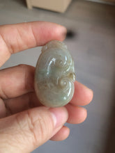 Load image into Gallery viewer, 100% Natural type A dark green/light green/gray jadeite Jade RuYi(如意) pendant BF75
