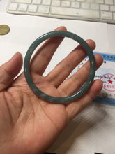 Load image into Gallery viewer, 62mm Certified Type A 100% Natural light green/blue/gray Guatemala slim round cut Jadeite bangle BP219-3808
