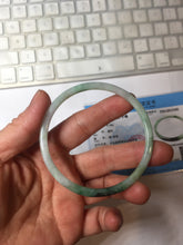 Load image into Gallery viewer, 57mm Certified type A 100% Natural sunyy green ling green purple gray black slim flat round cut Jadeite bangle PH199-3162
