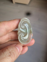 Load image into Gallery viewer, 100% Natural type A dark green/light green/gray jadeite Jade RuYi(如意) pendant BF75
