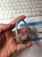 Load image into Gallery viewer, 57mm Certified type A 100% Natural sunyy green ling green purple gray black slim flat round cut Jadeite bangle PH199-3162
