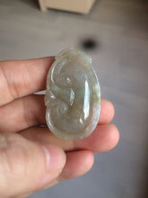 Load image into Gallery viewer, 100% Natural type A dark green/light green/gray jadeite Jade RuYi(如意) pendant BF75
