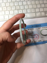 Load image into Gallery viewer, 57mm Certified type A 100% Natural sunyy green ling green purple gray black slim flat round cut Jadeite bangle PH199-3162
