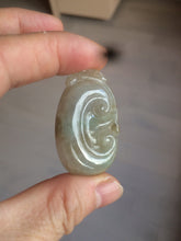 Load image into Gallery viewer, 100% Natural type A dark green/light green/gray jadeite Jade RuYi(如意) pendant BF75
