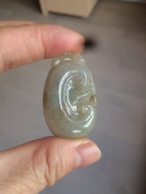 Load image into Gallery viewer, 100% Natural type A dark green/light green/gray jadeite Jade RuYi(如意) pendant BF75
