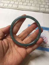 Load image into Gallery viewer, 62mm Certified Type A 100% Natural light green/blue/gray Guatemala slim round cut Jadeite bangle BP219-3808
