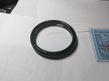 Load image into Gallery viewer, 59.2mm certified 100% Natural dark green/black nephrite (碧玉)  bangle HN24-9139

