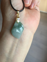 Load image into Gallery viewer, 100% natural type A jadeite jade icy watery yellow green black Willow leaf pendant group AX152
