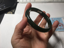 Load image into Gallery viewer, 59.2mm certified 100% Natural dark green/black nephrite (碧玉)  bangle HN24-9139
