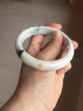 Load image into Gallery viewer, 59.4mm Certificated Type A 100% Natural White green red purple(FU LU SHOU) with green floating flowers Jadeite Jade bangle G110-9544
