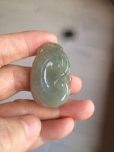 Load image into Gallery viewer, 100% Natural type A dark green/light green/gray jadeite Jade RuYi(如意) pendant BF75
