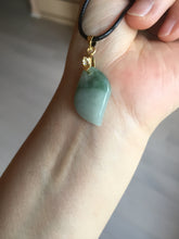 Load image into Gallery viewer, 100% natural type A jadeite jade icy watery yellow green black Willow leaf pendant group AX152
