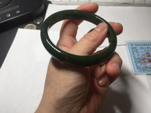 Load image into Gallery viewer, 59.2mm certified 100% Natural dark green/black nephrite (碧玉)  bangle HN24-9139
