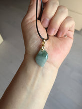 Load image into Gallery viewer, 100% natural type A jadeite jade icy watery yellow green black Willow leaf pendant group AX152
