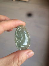 Load image into Gallery viewer, 100% Natural type A dark green/light green/gray jadeite Jade RuYi(如意) pendant BF75

