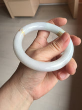 Load image into Gallery viewer, 59.2mm Certified 100% Natural type A light green/purple carved and golden-painted chubby round cut Jadeite Jade bangle PA174-(8571)

