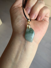 Load image into Gallery viewer, 100% natural type A jadeite jade icy watery yellow green black Willow leaf pendant group AX152
