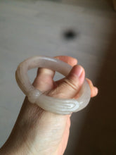 Load image into Gallery viewer, 56mm 100% natural light Pink/black/purple Quartzite (Shetaicui jade) 3D carved Bow knot bangle SY8
