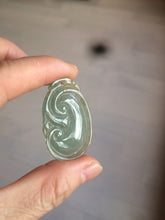 Load image into Gallery viewer, 100% Natural type A dark green/light green/gray jadeite Jade RuYi(如意) pendant BF75
