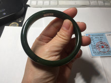 Load image into Gallery viewer, 59.2mm certified 100% Natural dark green/black nephrite (碧玉)  bangle HN24-9139
