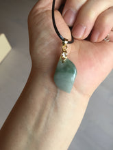 Load image into Gallery viewer, 100% natural type A jadeite jade icy watery yellow green black Willow leaf pendant group AX152
