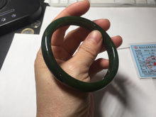 Load image into Gallery viewer, 59.2mm certified 100% Natural dark green/black nephrite (碧玉)  bangle HN24-9139
