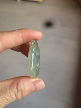 Load image into Gallery viewer, 100% Natural type A dark green/light green/gray jadeite Jade RuYi(如意) pendant BF75
