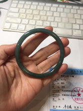 Load image into Gallery viewer, 59.5mm Certified Type A 100% Natural light green/blue/gray Guatemala slim round cut Jadeite bangle BP220-3800
