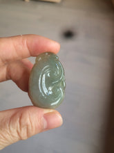 Load image into Gallery viewer, 100% Natural type A dark green/light green/gray jadeite Jade RuYi(如意) pendant BF75
