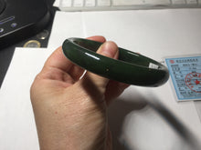 Load image into Gallery viewer, 59.2mm certified 100% Natural dark green/black nephrite (碧玉)  bangle HN24-9139
