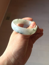 Load image into Gallery viewer, 53mm certified 100% natural Type A light green white with green floating flowers thin jadeite bangle PF56-5636
