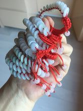 Load image into Gallery viewer, 100% natural type A green white purple Safety Guardian Button donut jadeite jade thread woven bracelets PD98
