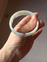 Load image into Gallery viewer, 53mm certified 100% natural Type A light green white with green floating flowers thin jadeite bangle PF56-5636
