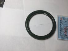 Load image into Gallery viewer, 61.5mm certified 100% Natural dark green/black round cut nephrite (碧玉) bangle HN24-9153
