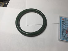 Load image into Gallery viewer, 61.5mm certified 100% Natural dark green/black round cut nephrite (碧玉) bangle HN24-9153
