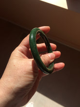 Load image into Gallery viewer, 56.8mm Certified 100% Natural Deep Pine Green/Black "Serene Ember Forest" Nephrite (red-skin nephrite 红皮碧玉) Bangle HT168-21-3866
