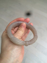 Load image into Gallery viewer, 56mm 100% natural light Pink/black/purple Quartzite (Shetaicui jade) 3D carved Bow knot bangle SY8
